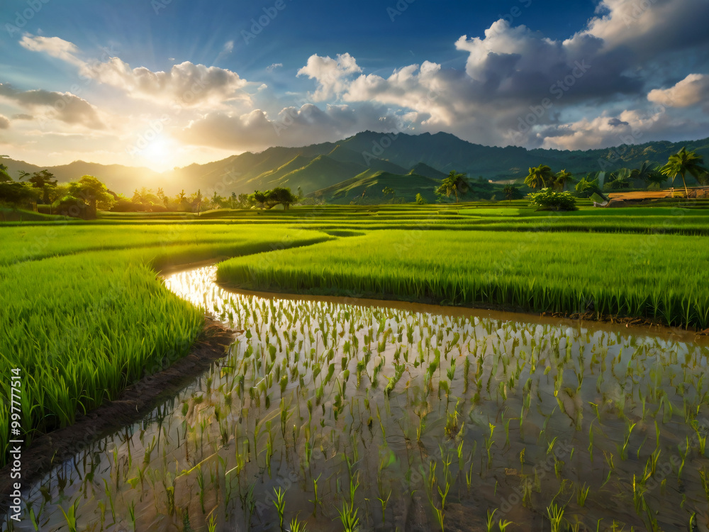 Naklejka premium rice field