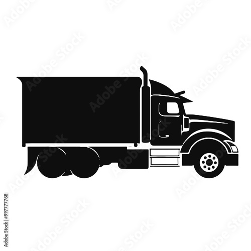 Vintage Truck Silhouette Vector Illustration Transparent Background