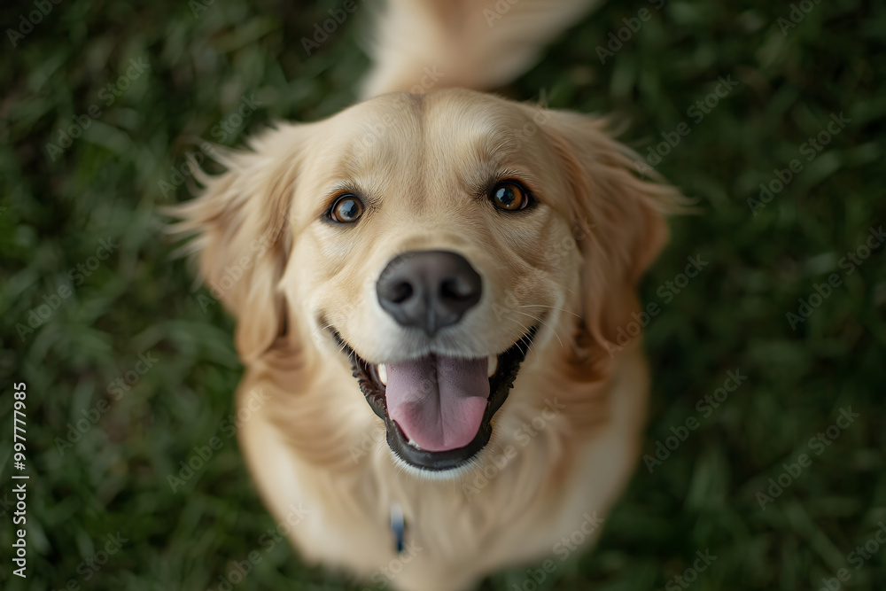 Golden Retriever Beaming with Delight, Ready for Fun Golden Retriever Beaming with Delight, Ready for Fun
