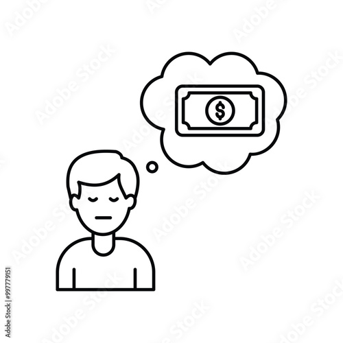thoughts line icon with white background vector stock illustration