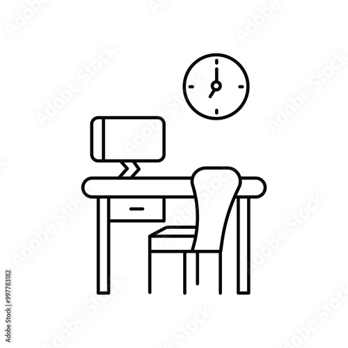 work place line icon with white background vector stock illustration