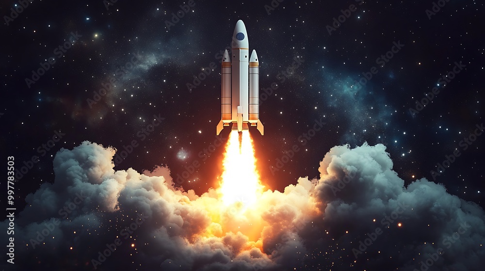 Naklejka premium Rocket Launch Illustration