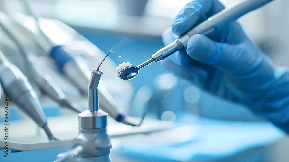 Dentist using highspeed handpiece during a root canal treatment focusing on precision and efficiency to ensure a successful outcome Dentist using highspeed handpiece during a root canal treatment focusing on precision and efficiency to ensure a successful outcome