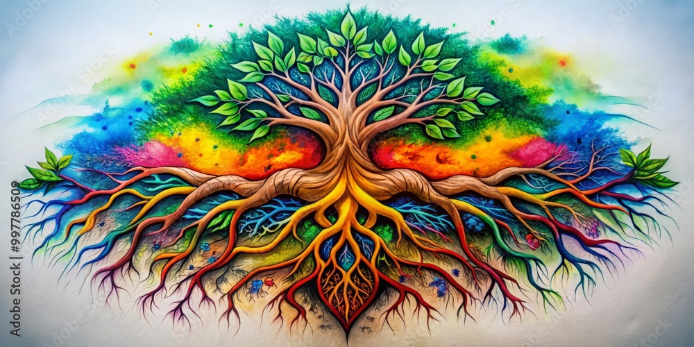 A detailed roots tattoo representing resilience, personal growth, and a deep bond with nature and cultural heritage A detailed roots tattoo representing resilience, personal growth, and a deep bond with nature and cultural heritage