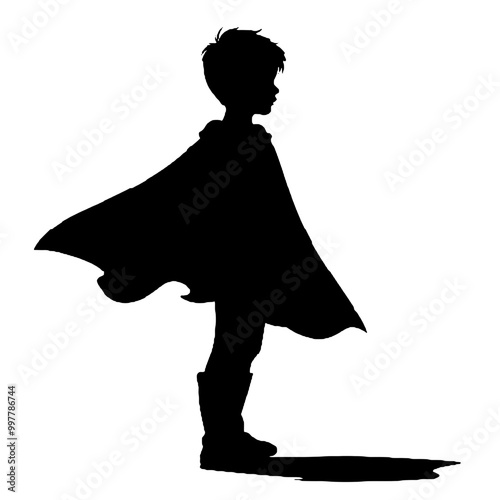 Child Hero Pose Silhouette Vector Illustration Transparent Background