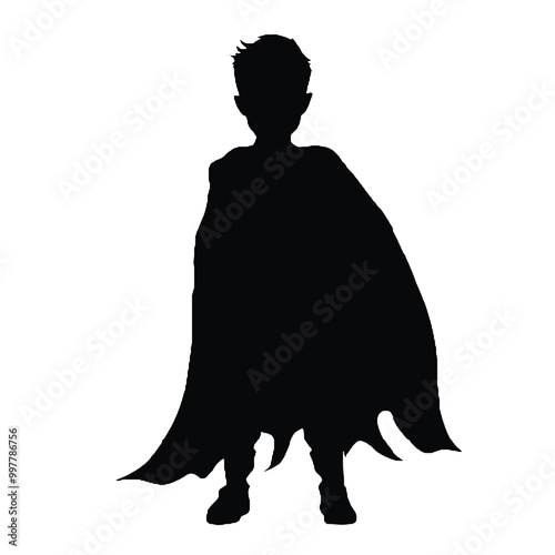 Child Hero Pose Silhouette Vector Illustration Transparent Background