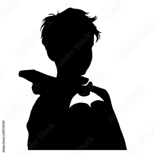 Playful Super Kid Silhouette Vector Illustration Transparent Background