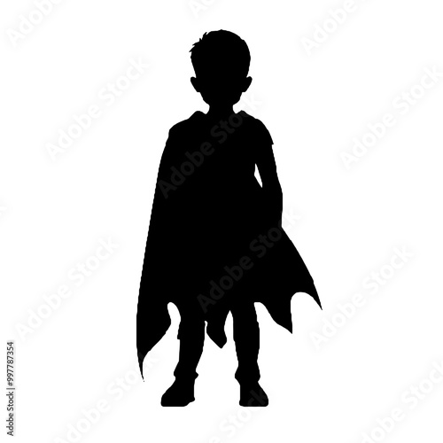 Kid Hero Silhouette Vector Illustration Transparent Background