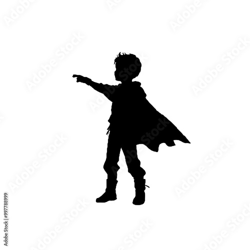 Heroic Kid Silhouette Vector Illustration Transparent Background