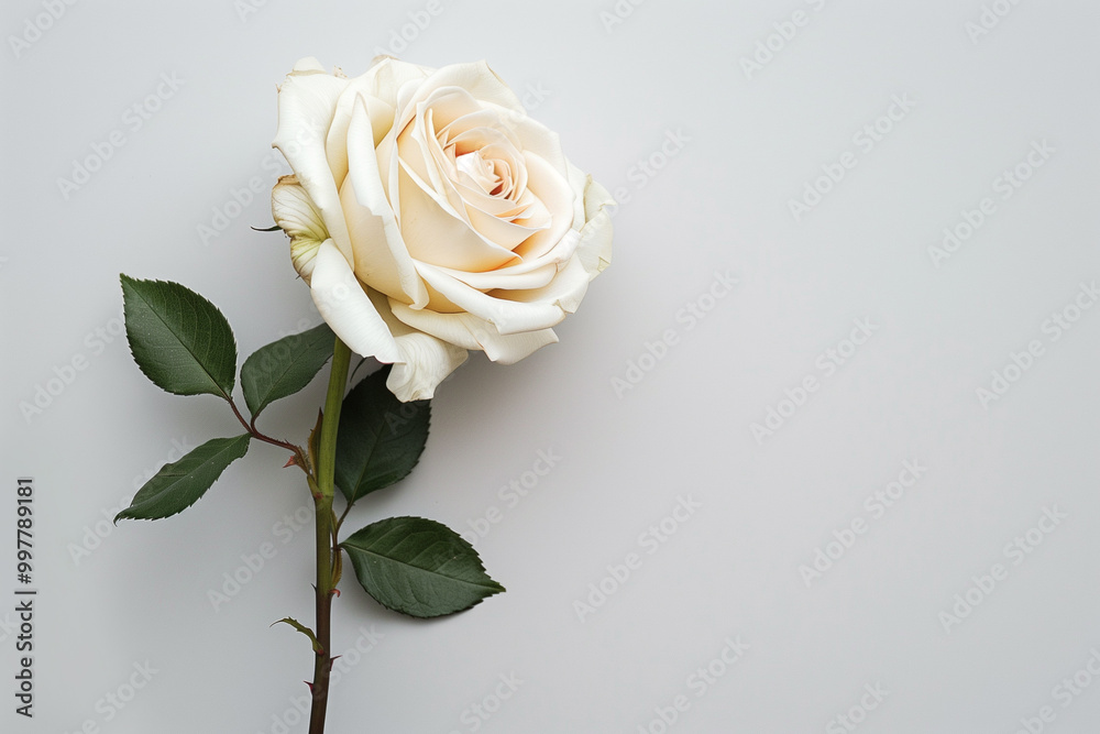 Single Rose on Clean Solid Background Single Rose on Clean Solid Background