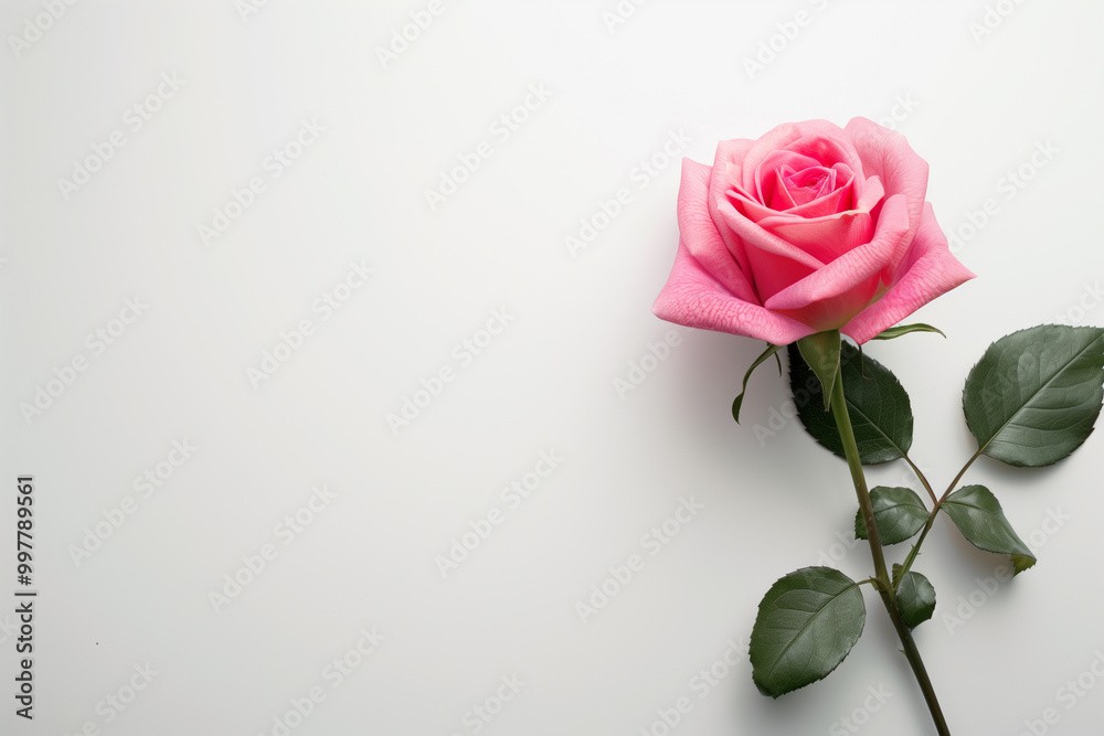 Single Rose on Clean Solid Background Single Rose on Clean Solid Background