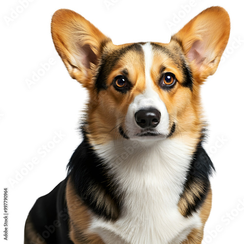 Adorable Corgi Potrait. png isolated background. transparent background