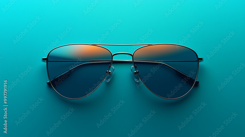 Reflective Sunglasses Lens on Flat Background Reflective Sunglasses Lens on Flat Background