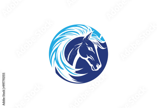 Horse Animal head logo symbol, Vector design template