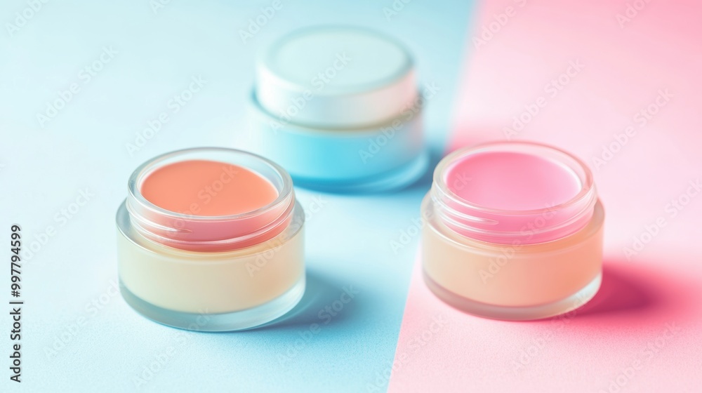 Cream Jars on Pastel. Cream Jars on Pastel.