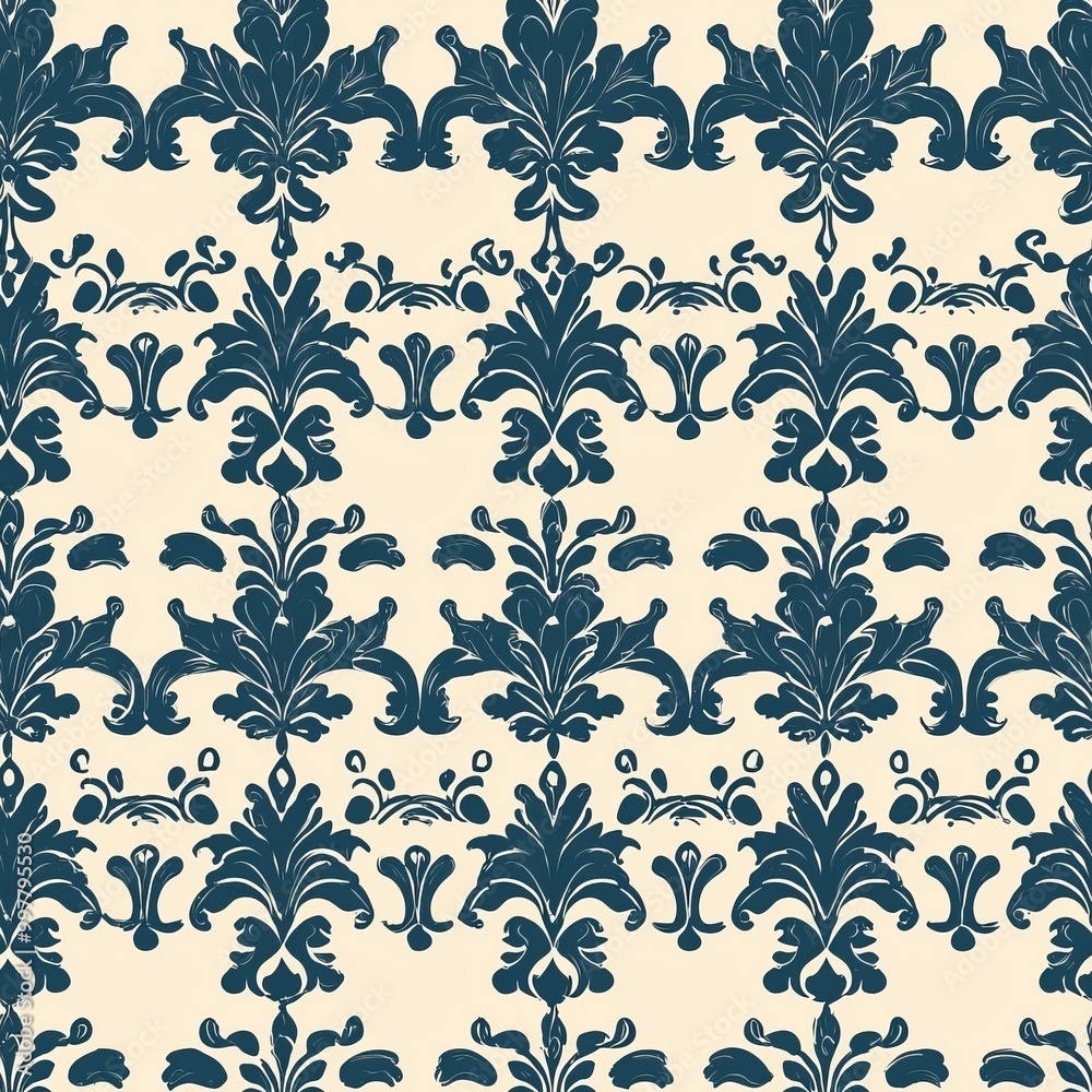 Seamless Pattern Of Ornate Damask With Arabesque Influences Seamless Pattern Of Ornate Damask With Arabesque Influences