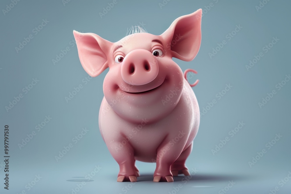 A cartoon pig with a big smile on its face A cartoon pig with a big smile on its face