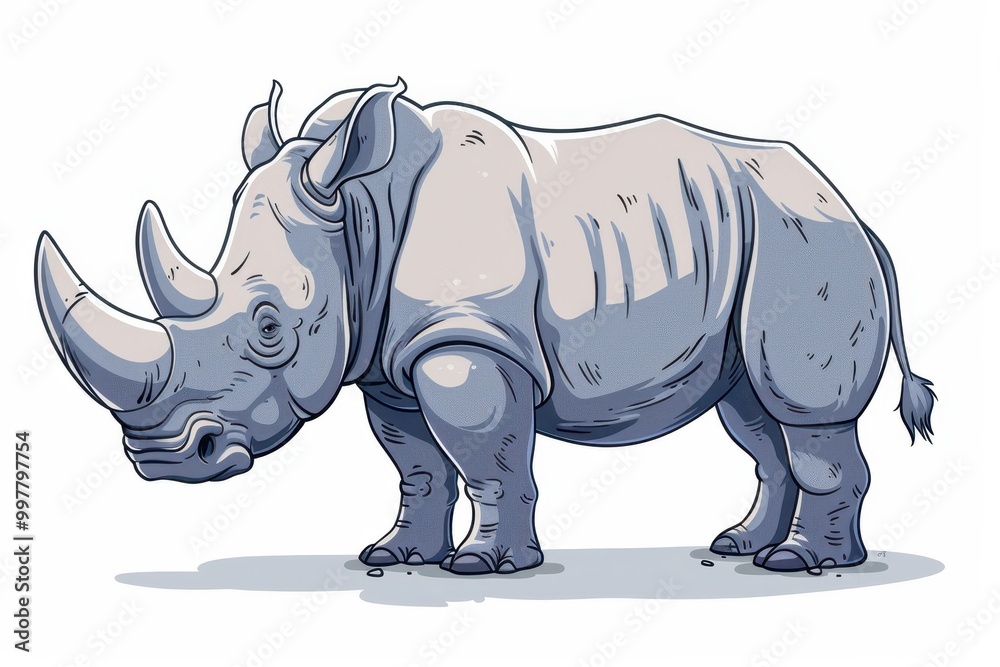 Fototapeta premium A rhino with a shirt on and a sad expression