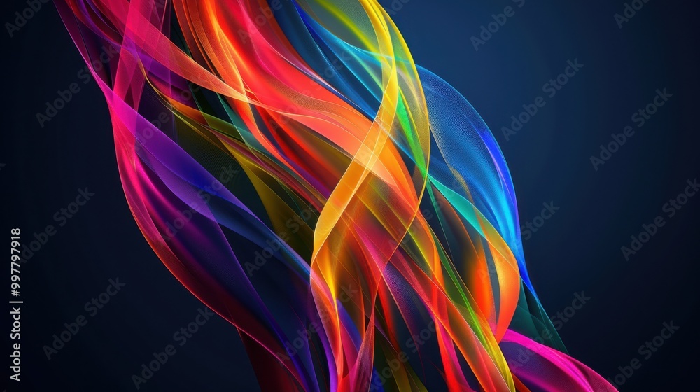Fototapeta premium Abstract colorful background with a rainbow twisted ribbon