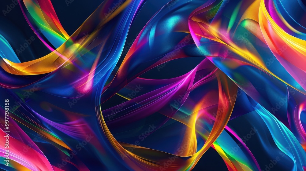 Naklejka premium Abstract colorful background with a rainbow twisted ribbon