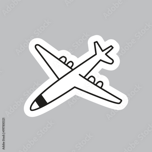 Stylish Plane Vector Sticker Design: A sleek plane sticker with modern lines and minimalist details that evoke travel and adventure.