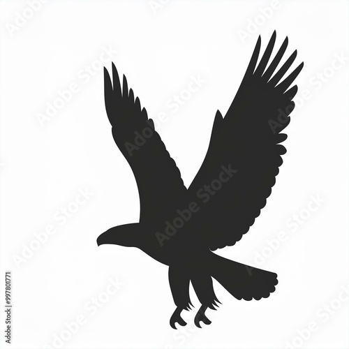 flying eagle silhouette black icon isolated on white