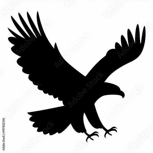 flying eagle silhouette black icon isolated on white