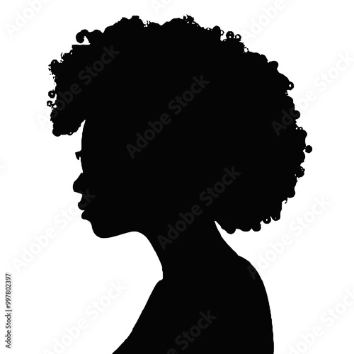 Afro-American Woman Silhouette with Glasses – Trendy and Modern Design