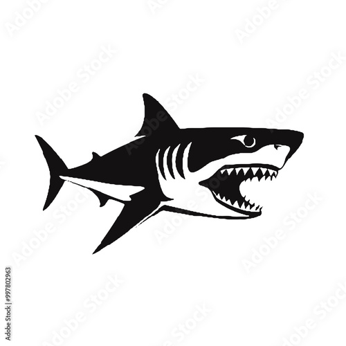 Silhouette of Shark Predator – Aggressive Marine Vector