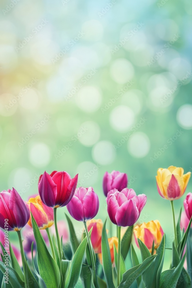 Vibrant Spring Flowers with Blurred Background Vibrant Spring Flowers with Blurred Background