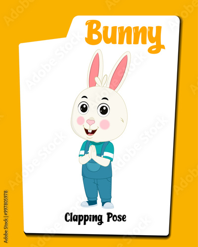 A rabbit cartoon character clapping AKA Bunny. Cute rabbit cartoon vector.