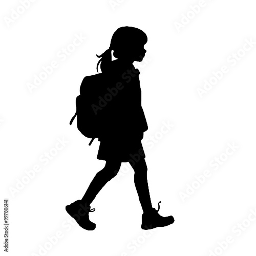 School Kid Silhouette Walking to School – Vector for Projects