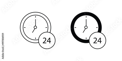 24 hours set icon with white background vector stock illustration