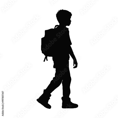 Student Carrying Backpack Silhouette – Simple Vector Design