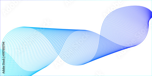 Abstract background with waves for banner. Web banner size. Vector background with lines. Element for design isolated on white. Blue. Water, ocean. Winter, Christmas