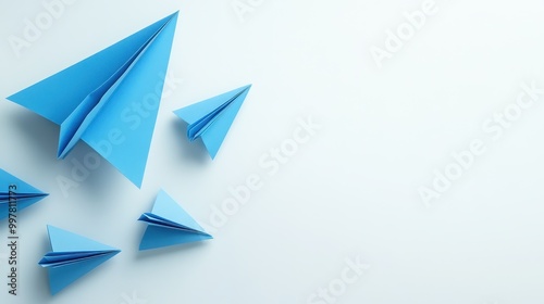 Free Download Four Blue Paper Airplanes on White Background - GFXLoad