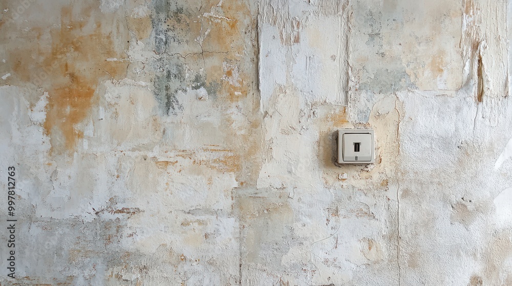Exposed electrical wiring and socket on a wall in a partially renovated room, showing the process of home improvement and electrical work. Exposed electrical wiring and socket on a wall in a partially renovated room, showing the process of home improvement and electrical work.