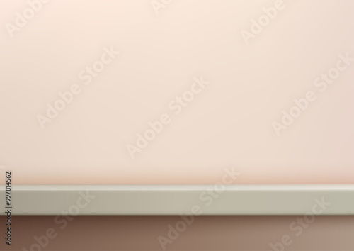 Minimalist shelf display soft pink wall background, perfect for clean, elegant product presentations