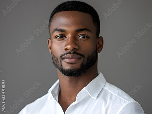 Confident Stylish Black Man Portrait in Casual Fashion Studio Close-Up