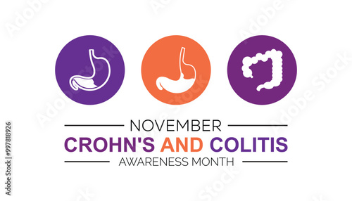 Crohn's and Colitis Awareness Month is observed every year on November. Medical Healthcare Awareness concept. background, placard, banner template Vector illustration design.