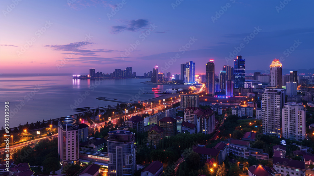 Fototapeta premium Evening City Skyline at Dusk