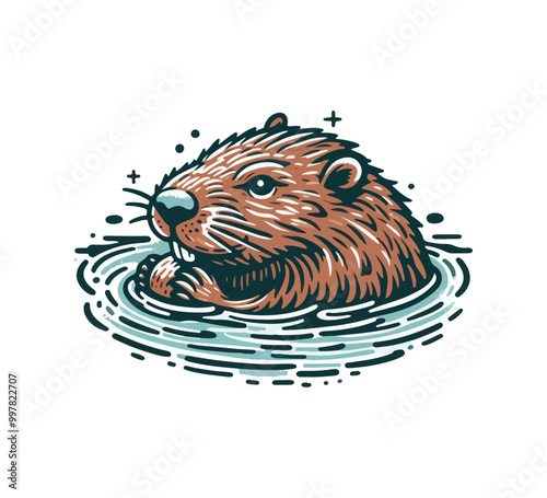 Beaver hand drawn illustration vector graphic asset