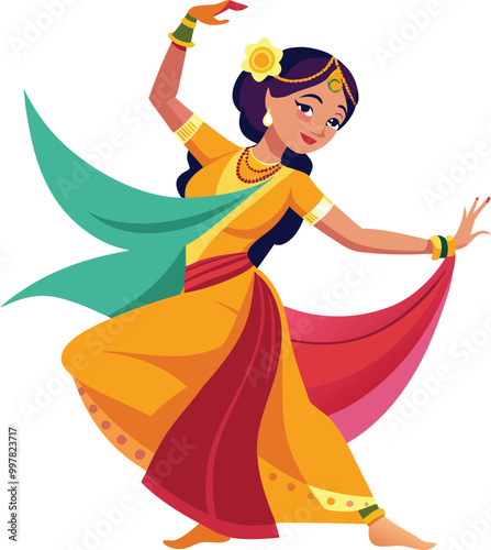 classical dancer color vector illustration 5