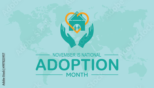 National Adoption month is observed every year on November.: People, Holidays Awareness concept. background, placard, banner template Vector illustration design.