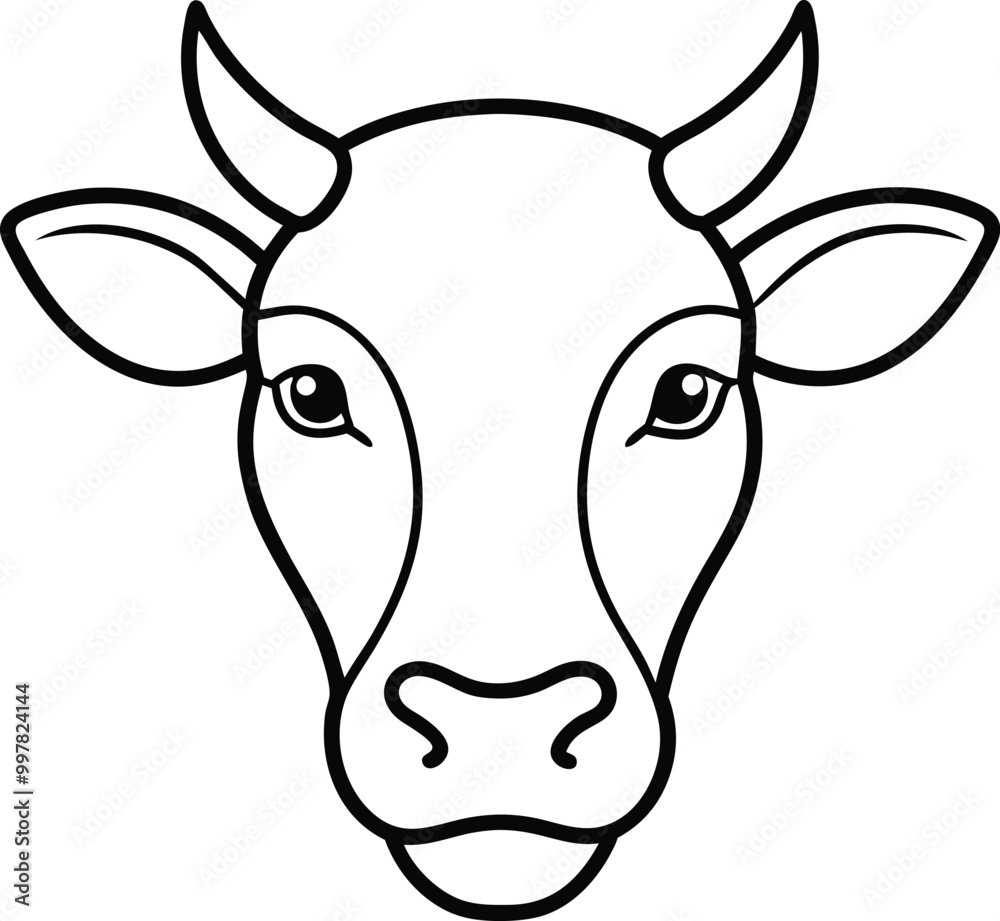 Cow head icon vector silhouette illustration 2 Cow head icon vector silhouette illustration 2