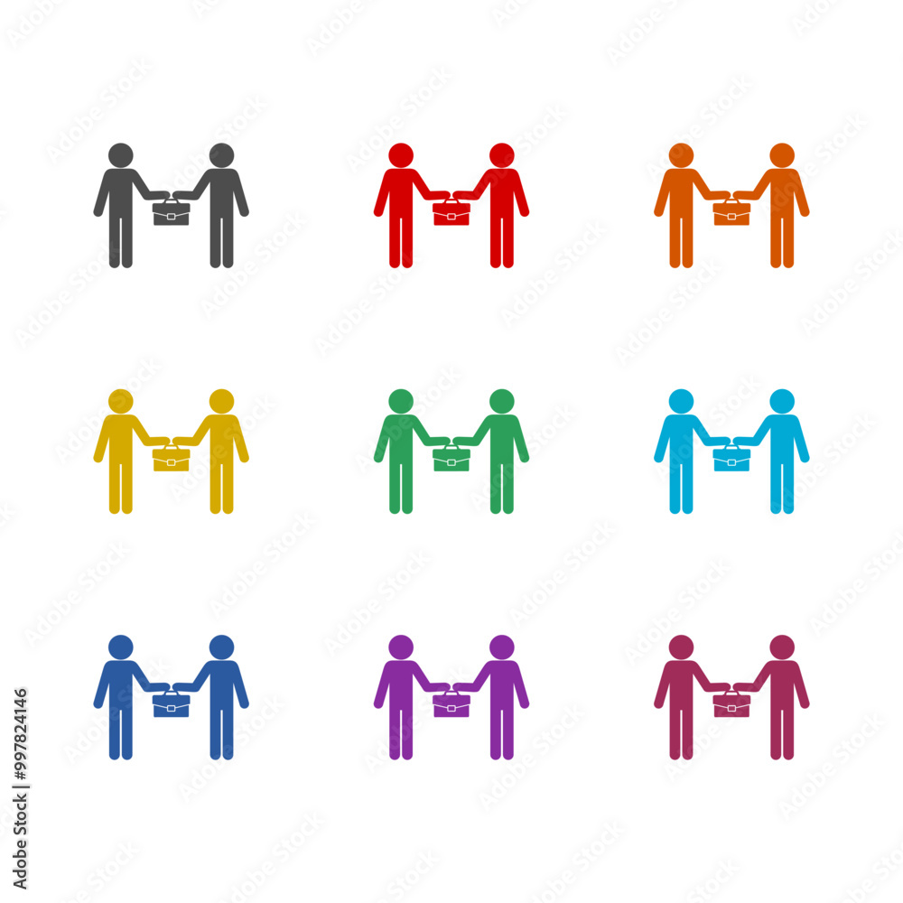 Business man with briefcase icon isolated on white background. Set icons colorful Business man with briefcase icon isolated on white background. Set icons colorful