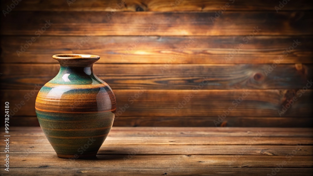 Elegant pottery on wooden table with minimal decor Elegant pottery on wooden table with minimal decor
