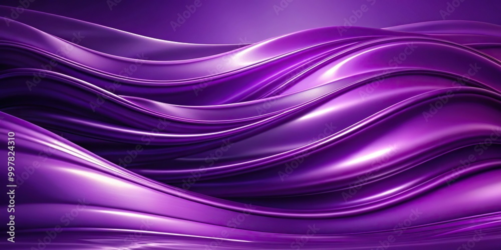Fototapeta premium Elegant purple waves with a silk texture reflected on abstract background