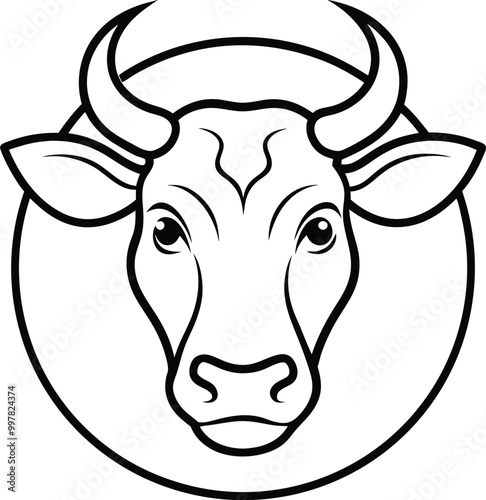 Wallpaper Mural Cow head logo icon vector silhouette illustration Torontodigital.ca