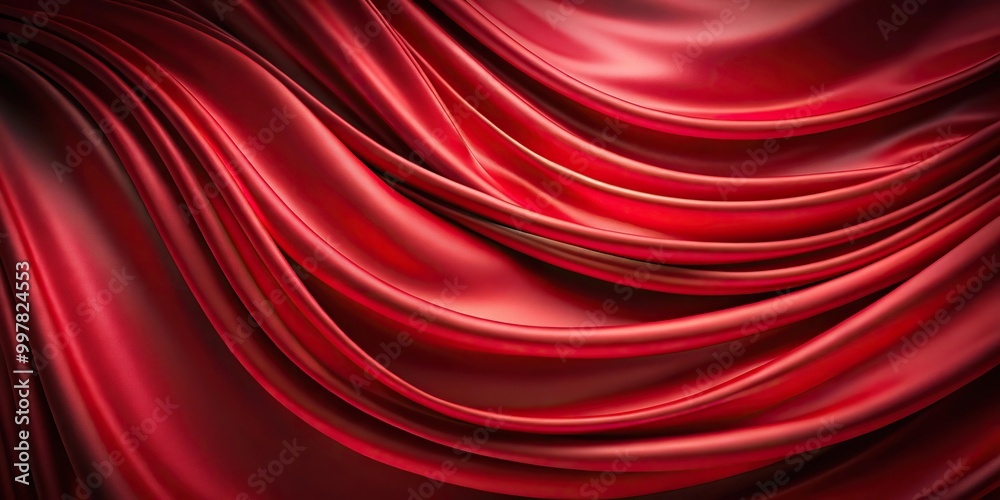 Elegant red silk drapery background with luxurious folds and waves silhouette Elegant red silk drapery background with luxurious folds and waves silhouette